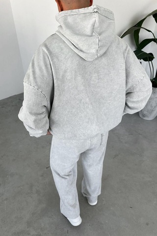 Gri Basic Yıkamalı Oversize Sweatshirt Gri