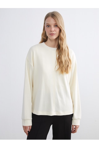 Lcw Everyday Beyaz Bisiklet Yaka Kadın Sweatshirt