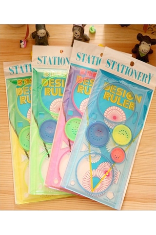 Sihirli Cetvel 1 Adet Plastik Sihirli Daire Cetvel Desen Şablon Çizim Okul Karne Hediye Çok Renkli