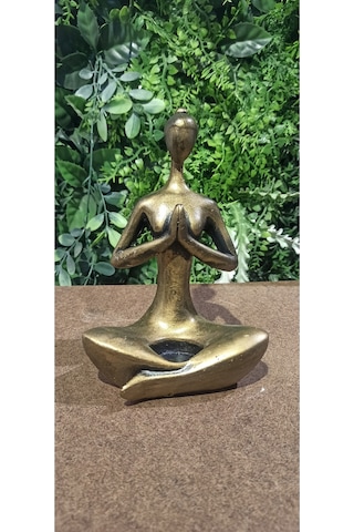 Yogacı Kadın Mumluk Biblo Sarı