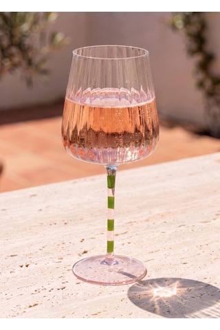 The Mia Şarap Kadehi Pembe Yeşil 600 Ml Çok Renkli