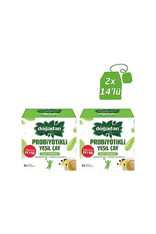 Doğadan Probiyotikli Yeşil Çay Açai Ananas 14lü X2