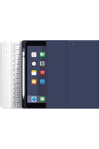 Apple Uyumlu iPad Pro 4. Nesil M2 2022 11 Inç Bluetooth Klavyeli Kılıf Kalem Bölmeli Türkçe Klavye Kılıf