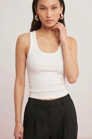 Fit Women Pamuklu Kadın Fitilli Görünümlü Kalın Askılı Basic Atlet 4624-beyaz