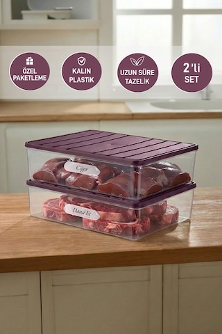 Selka Home 2 Adet 4 Lt. Nora Organizer Buzdolabı Buzluk Düzenleyici Saklama Kabı