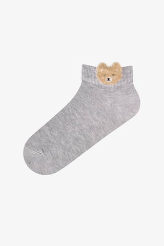 Penti Beyaz Gri Pembe Cute Teddy Bear Pamuklu 3 Çift Patik Çorap