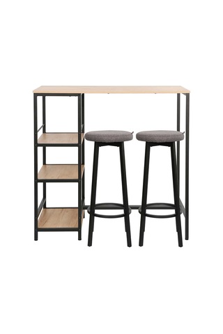 Step-up 2 Tabureli Yüksek Ayaklı Raflı Yemek Masası Ceviz/siyah 100x50x100 Ceviz