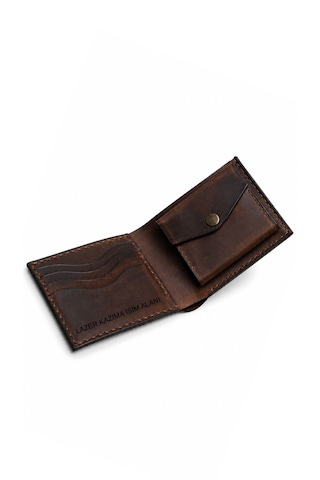 Craft & Luna Hakiki Deri Erkek Cüzdan El Yapımı Bifold Bozuk Para Bölmeli Kişiselleştirilebilir Bones Kahverengi
