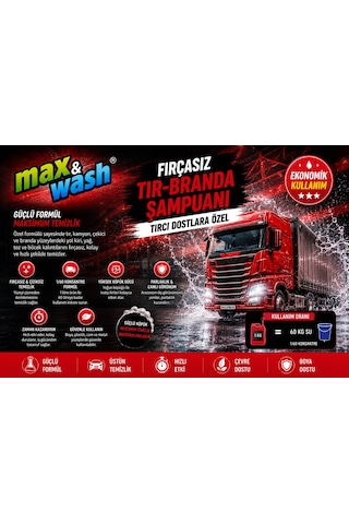 Max&wash 4 Kg Fırçasız Tır-branda Şampuanı 1/60 Konsantre Fırçasız Oto Yıkama Ve Branda Temizleyici