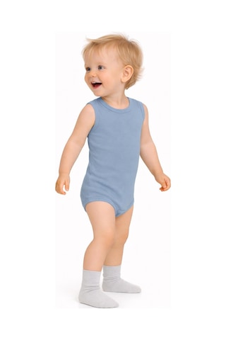 Civil Baby Organik 5 Li Sıfır Kol 3-9 Ay Çıtçıtlı Badi - Mavi