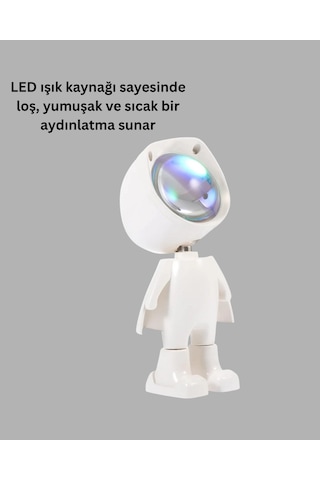 Bfs Astronot Tasarımlı Gün Batımı Efektli Şarjlı Led Lamba Çok Renkli