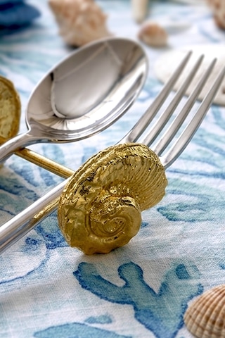 2'li Metal Gold Sarmal Çatal Kaşık Bıçak Standı Altın