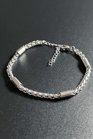 Bileklik 500, Erkek Zincir Bileklik, Gümüş Renk Gümüş