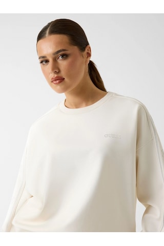 Guess Octavia Bisiklet Yaka Kadın Beyaz Sweatshirt V6rq96kcx22-g027 Beyaz