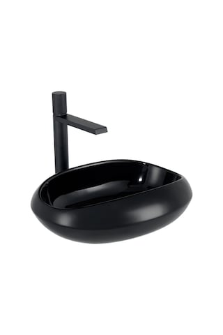 Ey-4710s Tezgah Üstü Lavabo Parlak Siyah Siyah