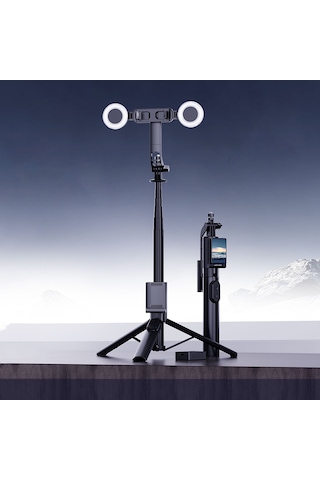 Lenyes Lph120 Uzaktan Kumandalı Çok Fonksiyonlu Sabitleyici Ekranlı Tripod Ve Selfie Çubuğu Siyah