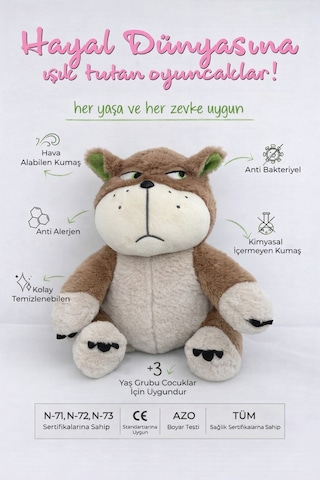 Sevgiliye Yumuşak Kızgın Kötü Kedi Orijinal Model Çocuk Peluş Kedi Oyun Ve Uyku Arkadaşı Kahverengi Kahverengi