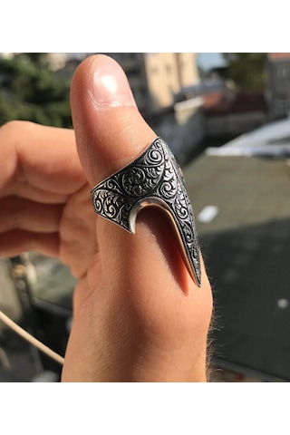 925 Ayar Gümüş Özel Tasarım Sivri Okçu Zihgir Yüzük