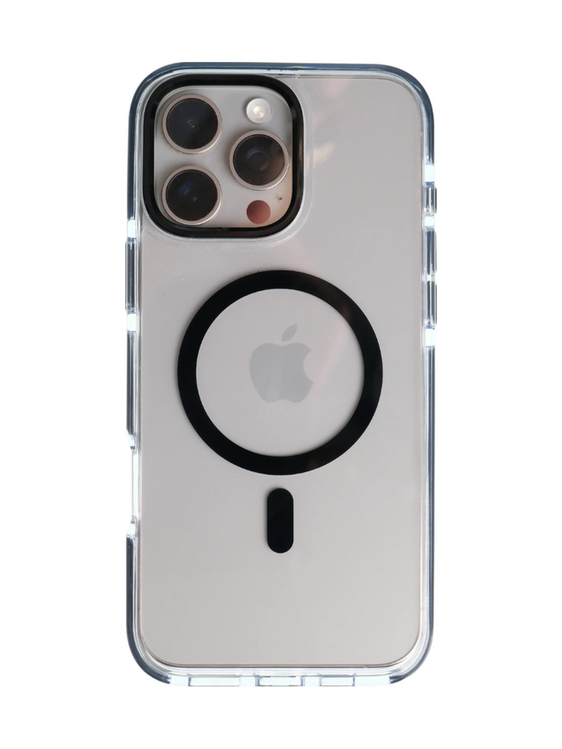 Silicone Case Apple Uyumlu iPhone 16 Pro Max Siyah Kılıf Magsafe Özellikli Şeffaf Sert Pc Embos Kılıf+kamera Koruyucu+kartlık Siyah