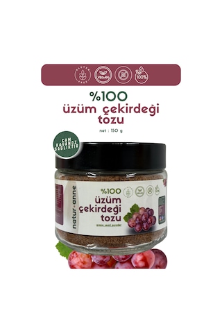 Üzüm Çekirdeği Tozu 150 G Cam Kavanoz - Doğal , Katkısız , Koruyucusuz , Premium Üzüm Çekirdeği Tozu 150 G Cam Kavanoz - Doğal , Katkısız , Koruyucusuz , Premium