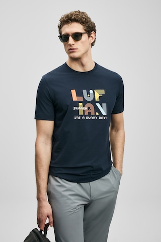 Lufian Sunny Modern Grafik Tişört Lacivert Lacivert 111020291100200