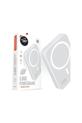 Powerway Txm5 5.000 Mah 15w Magsafe Kablosuz Hızlı Şarjlı Standlı Powerbank Beyaz