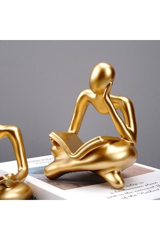 Hangfox Ev Dekorasyonu İçin Akrilik Abstract Kişi Heykeli - Kütüphane, Salon, Örnek Evlerde Lezzetli Sanatsal Aksesuar Beyaz Sağ Diğer