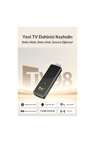 Wearfitpro Tv98 Android 14 Tv Stick 8k Ultra Hd 5g Çift Wifi Bluetooth H313 4 Çekirdek Akıllı Tv Dönüştürücü