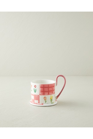 English Home Pelia New Bone China Bardak Altlıklı Kupa 380 Ml Pembe Pembe