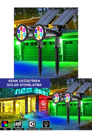 Greentech Güneş Enerjili Renk Değiştiren 7 Ledli Bahçe Aydınlatma / GT-SL04