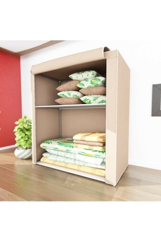 Crn Yorgan Hurcu Çelik Profilli Portatif Bez Dolap Kumaş Gardırop Gri