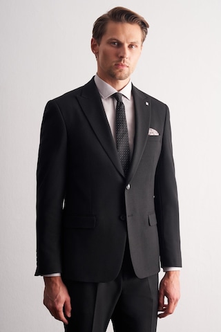 İmza Siyah Kırlangıç Yaka Çizgili 6 Drop Slim Fit Tam Astar Esnek Takım Elbise 1001255164