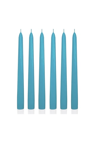 6 Lı Kısa Turkuaz Konik Şamdan Mum Yükseklik 18 Cm Turkuaz