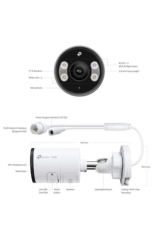Tp-lınk Vıgı Insıght S345 4mp 4mm 30mt Full Color Bullet Kamera