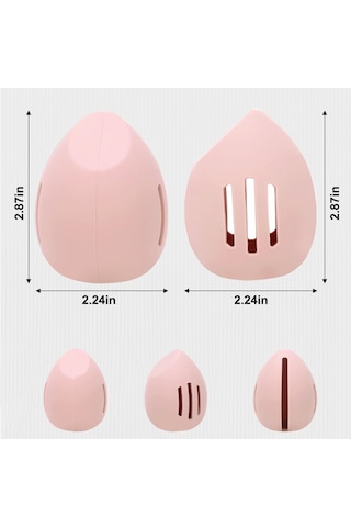 Silikon Makyaj Süngeri Tutucu, Nefes Alabilir Ve Kırılmaz Güzellik Blender Kutusu, Çift Taraflı 3 Çizgili Havalandırmalı Tasarım, Süngerler İçin Taşınabilir Seyahat Saklama Alanı 1 Paket Pembe