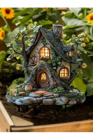 Tenfowee 20 Cm Akrilik Gazon Figürü, Pati K, Bahçe Dekoru, 2d Ev Deseni, Hava Ve Su Dayanıklı, Kolay Kurulum