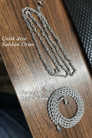 Burgu Halat Erkek Çelik Zincir Kolye Bileklik Seçenekli B028 Beyaz