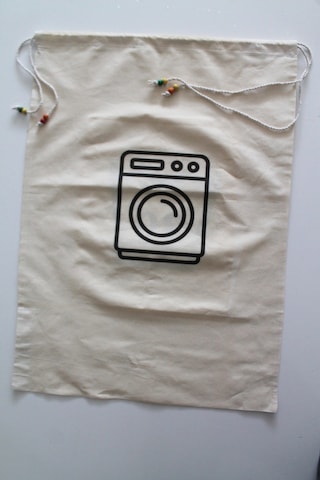 Çamaşır Makinesi Baskılı Çok Amaçlı Kirli Torbası 50x70cm Bej