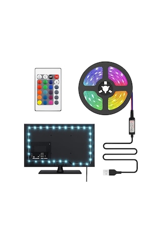 Monitör Ve Tv Arkası 3 Metre Rgb Şerit Led Seti - Cata Usb Bağlantılı, Uzaktan Kumandalı, 352 Renk Seçenekli Amb Çok Renkli