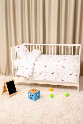 Bebek Nevresim Takımı Fermuarlı 95x145 CM Pembe Yıldız