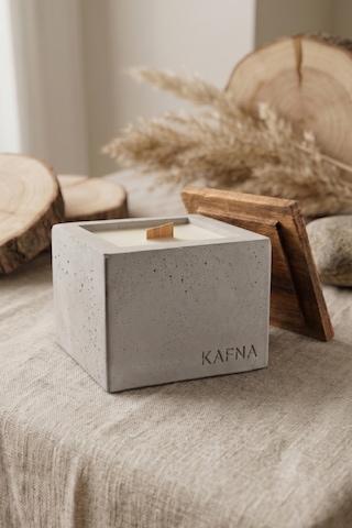 Kafna Küçük Boy Beton Mum Doğal Ahşap Kapaklı Minimalist Dekor Mum Diğer