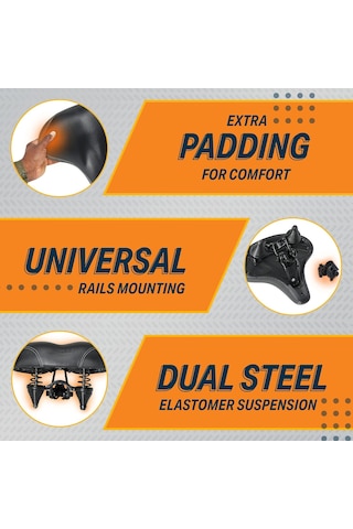 Ekstra Geniş Yedek Eyer - Bisiklet - Çelik Yay Ve Elastomer Süspansiyonu - Merkez Kesim Ve Bellek Köpüğü Beyaz