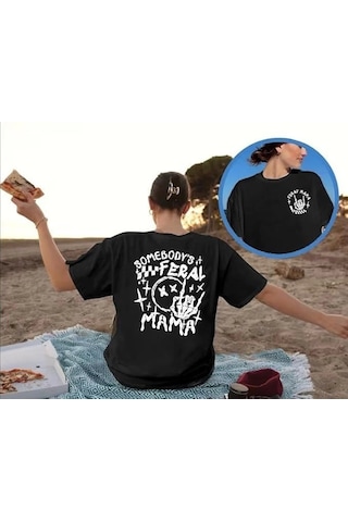 Modi Bisiklet Yaka Baskılı T-shirt - Siyah - Mymg142480