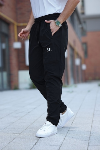 Erkek Siyah Baggy Eşofman Altı Fermuarlı Paça Kaliteli Paraşüt Kumaş Siyah