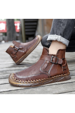 Şık, Gündelik, Yüksek Bilekli, El Yapımı Erkek Bilek Botları Kahverengi