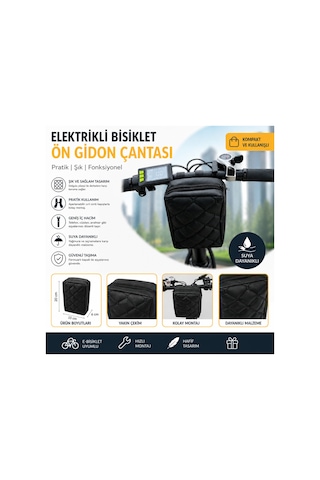 Elektrikli Bisiklet Çanta - Deri Çanta - Scooter Çanta-saklama Alanı Siyah