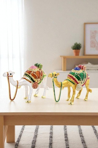 Tekli Deve Figürü Kristal Taşlı Biblo