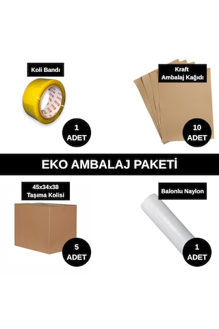Eko Ambalaj Paketi - Taşınma Seti - Balonlu Naylon - Bant - Koli - Kraft Kağıt