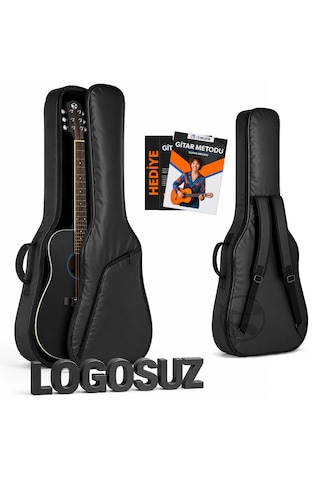 Fourtune Luca Siyah Akustik Gitar Kılıfı Kalın Taşıma Çantası Eğitim Metodu Hediye