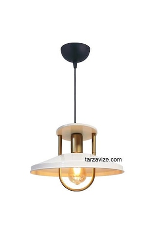 Tarzavize Trt39 Dekoratif Beyaz Tekli Retro Modern Sarkıt Avize Beyaz